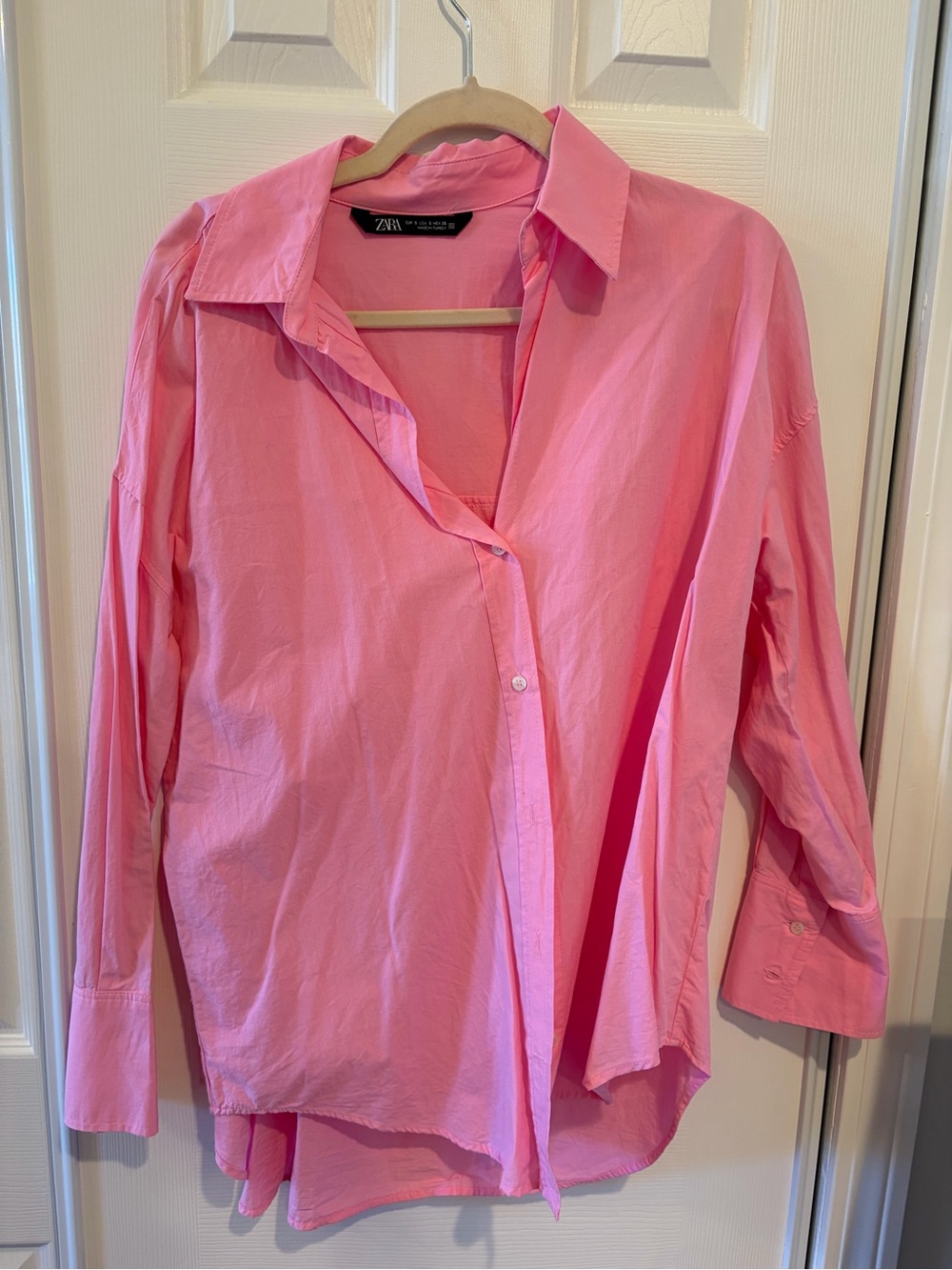 Zara Pink Relaxed-Fit Button-Down Shirt